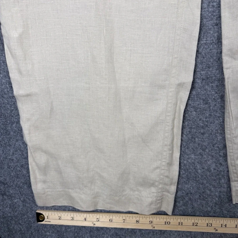 Perry Ellis Linen Drawstring Pants Men's 36x30 Beige 100% Linen Relaxed Fit